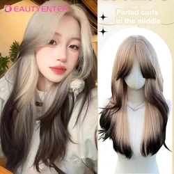 Synthetic Long Wavy Headband Wig Female Ombre Brown Black Blonde Cosplay Natural Heat Resistant Half Hair Wig for Women