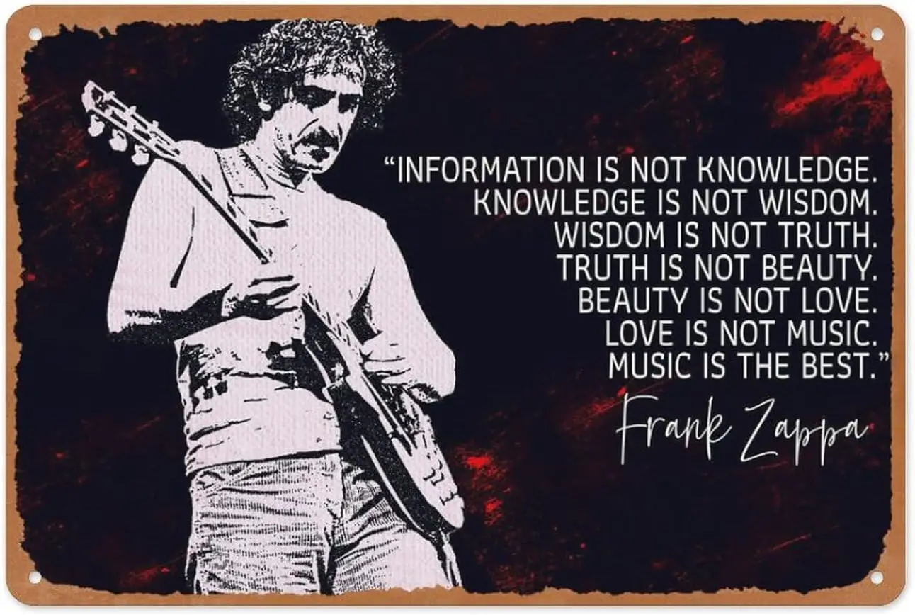Letrero de metal vintage - Frank Zappa Frank Zappa - Arte de pared de 8 x 12 pulgadas para garaje, cueva de hombre, sala de juegos, cafetería o decoración de bar en casa