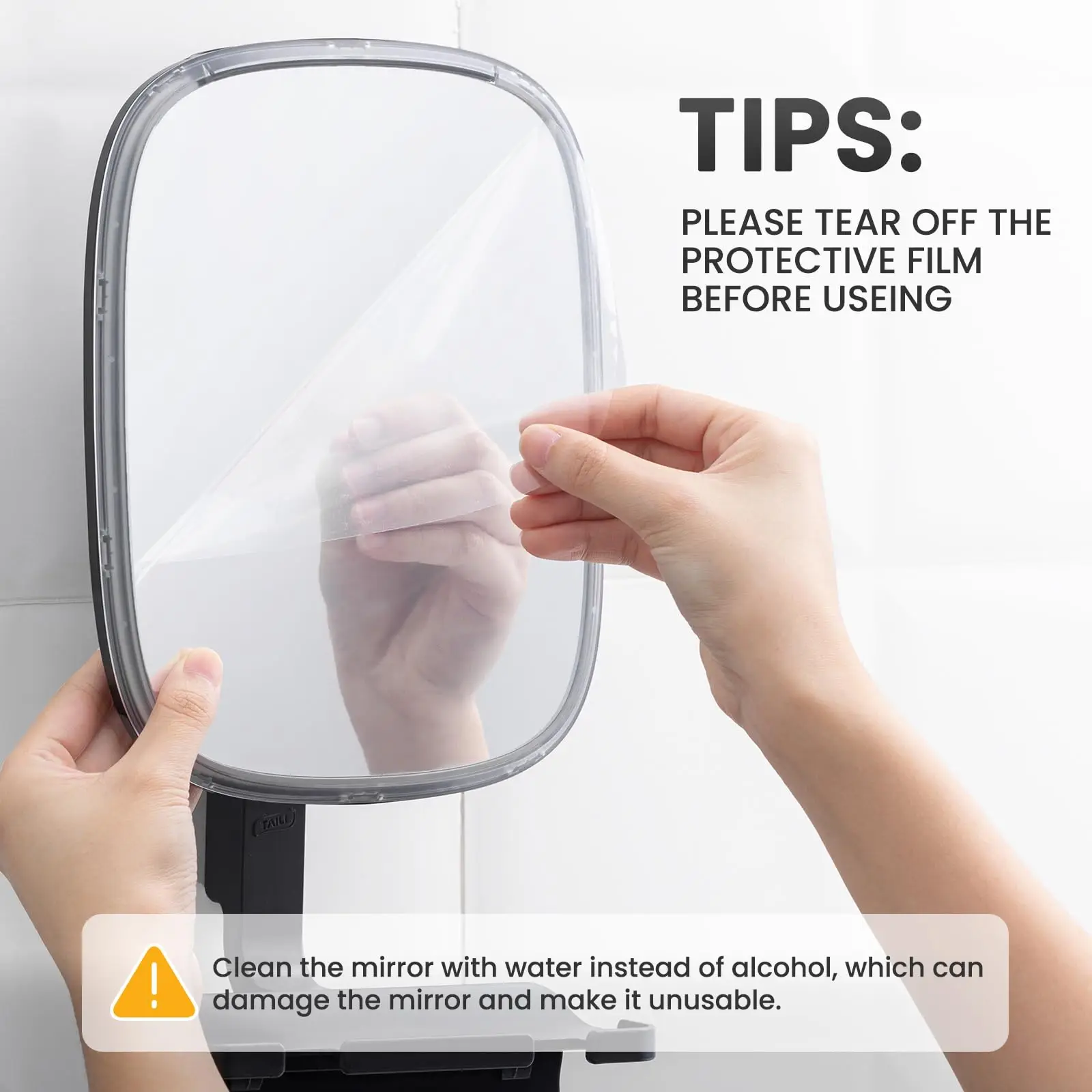 TAILI Shower Mirror Fogless for Shaving with Razor Holder Removable Fog Free Suction Mirror for Bathroom Adjustable Shatterproof