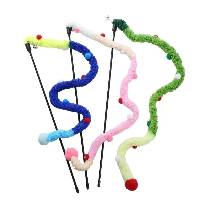 

Teaser Wand Cat Toy Feather Cat Cat Interactive Toys Funny Caterpillar Colorful Rod Christmas Hairball Teaser Wand Pet Supplies