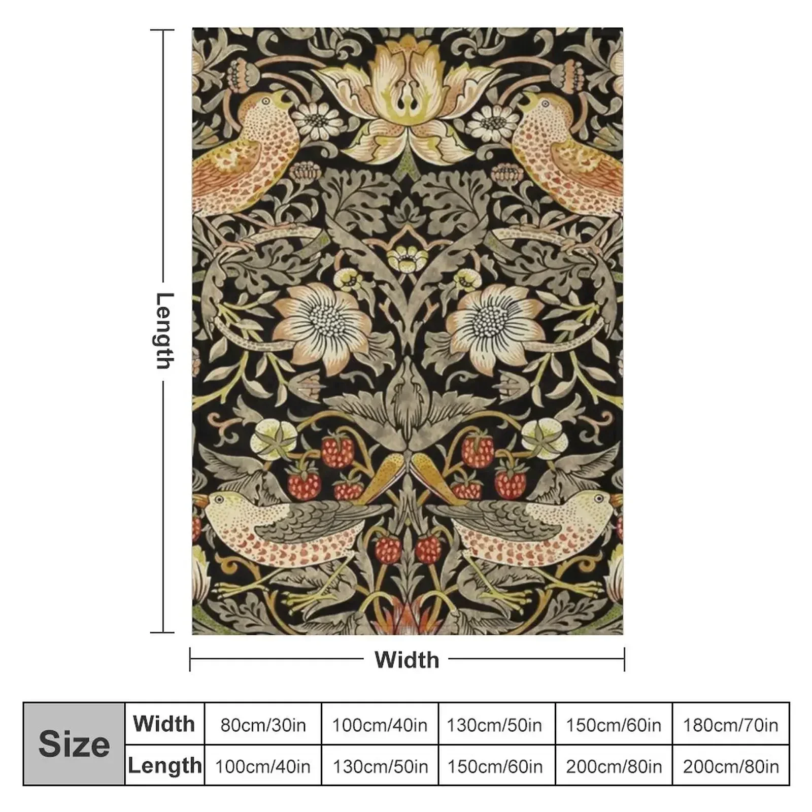 New William Morris- strawberry thief design Throw Blanket couch cozy soft plush fuzzy picnic outdoor blanket