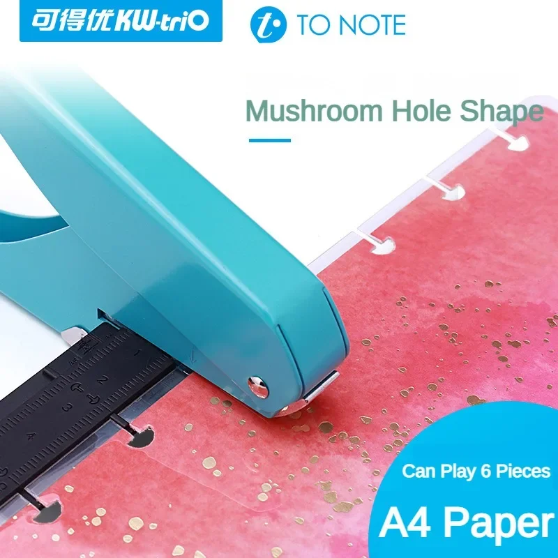 KW-TRIO Hole Punch Mushroom Hole Puncher Disc Ring Binding Cutter T-type Paper Puncher Craft Diy Tool Offices Stationery