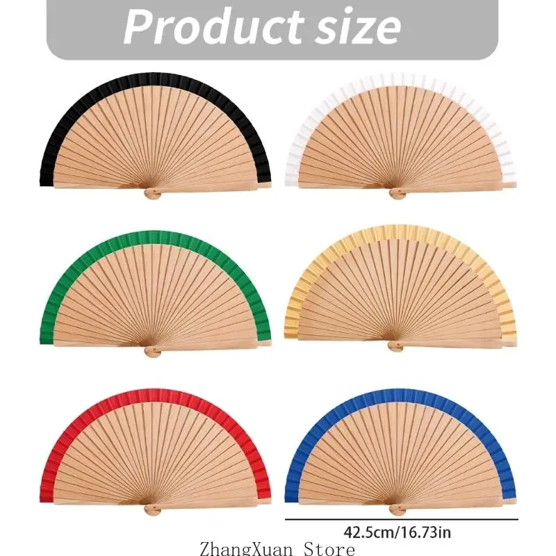 3XUF zusammenklappbarer Holzfächer, tragbarer, faltbarer Fächer, dekorativer Handfächer für Damen-Geschenk – Detail 6