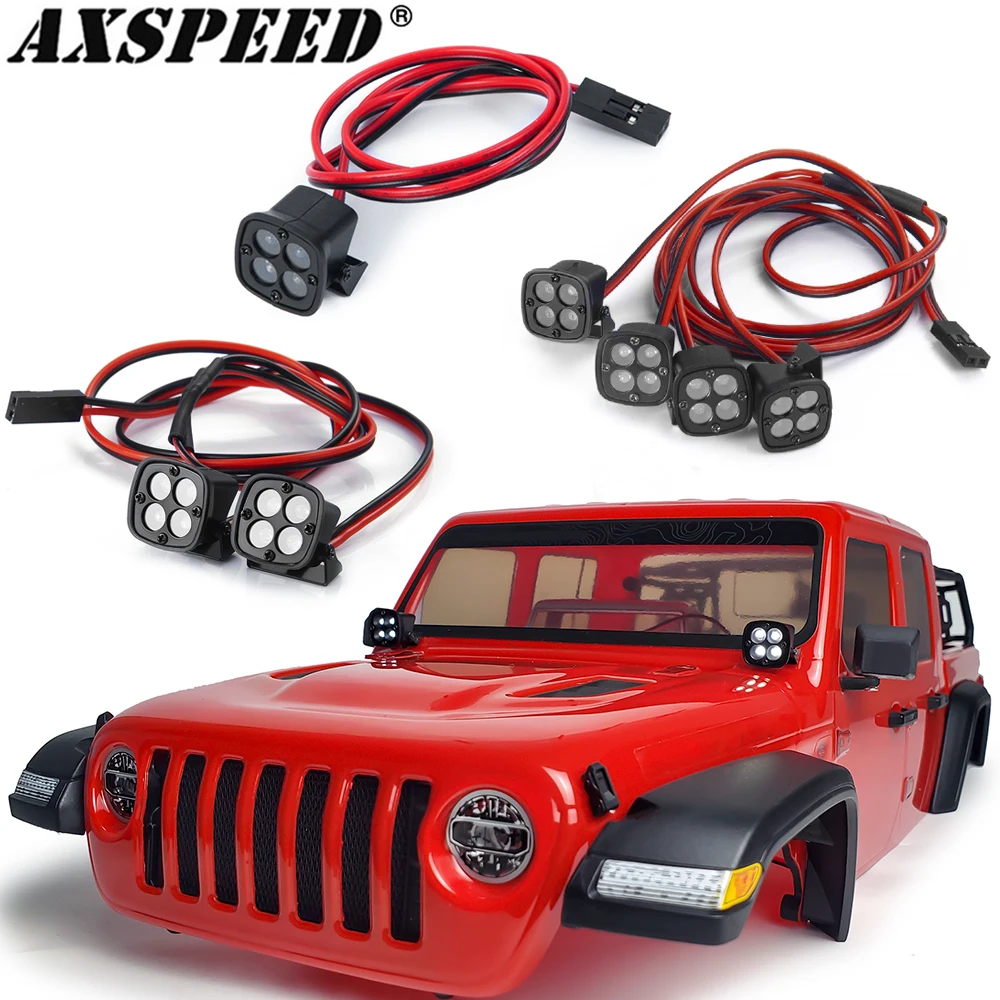 AXSPEED LED Spotlight RC Car Roof Lights Headlights for 1/10 RC Crawler Axial SCX10 II 90046 TRX4 TRX6 Redcat Gen8