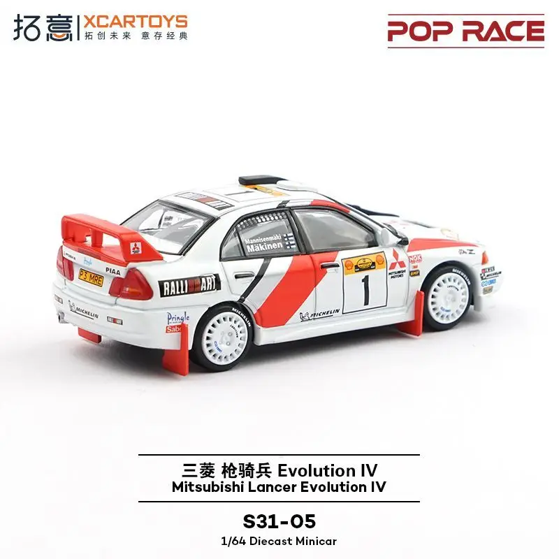 Xcartoys 1:64 Mitsubishi Lancer Evolution IV Model Samochodu Wyścigowego Rally ze Stopu Metali S31-07 Kolekcjonerski Model Pojazdu Zabawka