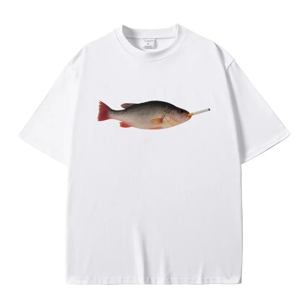 Fish Smoking Funny Vertebrata Lovers Meme T-shirts Men Women Casual Cotton Vintage Short Sleeve T Men Women NEW Summer