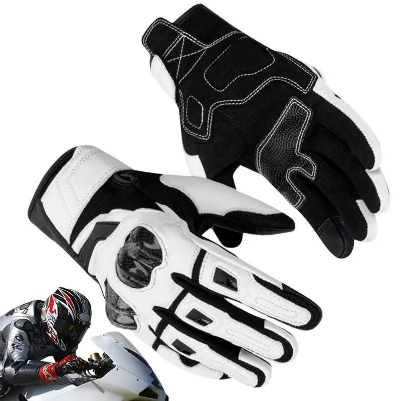 

Motorcycle Gloves Touchscreen Full Finger Bicycle Gloves Anti-Slip Touchscreen Bike Riding Gloves Shock-Absorbing Padded Cycling