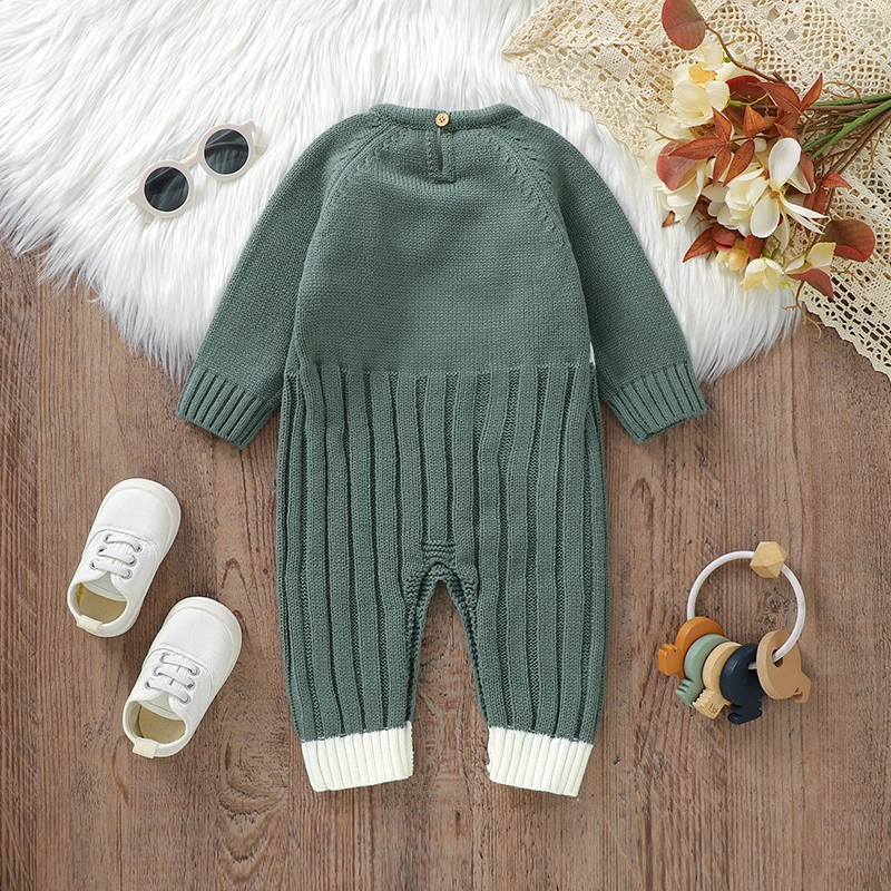 Baby Romper Knit Cute Cartoon Bear Newborn Girl Boy Jumpsuit Outfit Long Sleeve Autumn Infant Kid Clothing Warm Playsuit Onesies