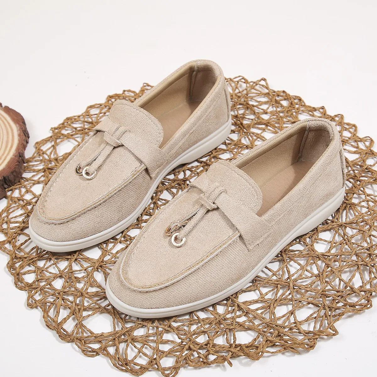Neue Lefu-Schuhe für Damen, weiches Leder, Retro-Stil, Lazy Man, Schritt auf dicker Sohle, flacher Boden, bequemer Einzelschuh – Detail 6