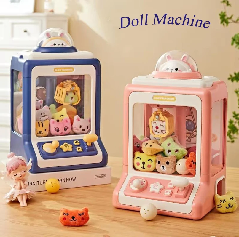 

Automatic Doll Machine Toy for Kids Mini Cartoon Coin Operated Play Game Claw Crane Machines with Light Music Children Toy Gifts