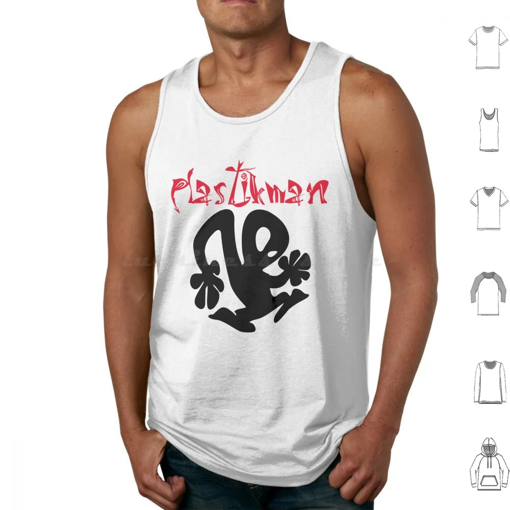 

Plastikman ( Black Version ) Tank Tops Vest Sleeveless Logo Symbol Cover Band Music Plastikman Dingding Manga Cartoon Anime