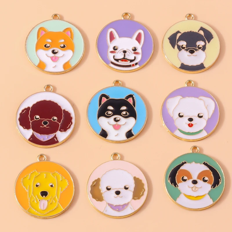 10 Stuks Schattige Email Dier Charmes Husky Corgi Bulldog Puppy Hond Hanger Voor Armband Ketting Handgemaakte Sieraden Bevindingen