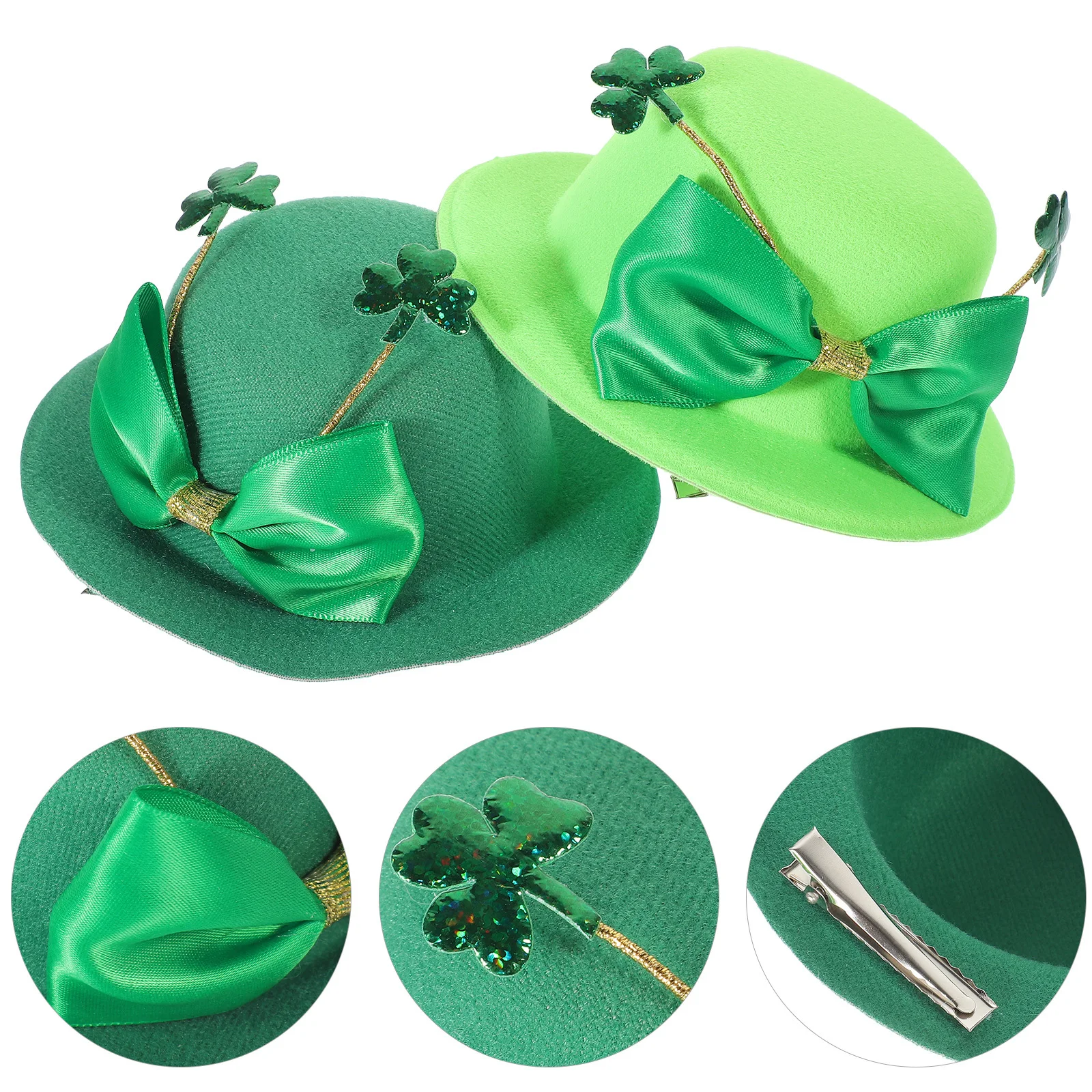 

2Pcs St Patrick's Day Mini Hats Leprechaun Hair Clips Festive Decorations Women Dressy Hats Leprechaun Hat Mini