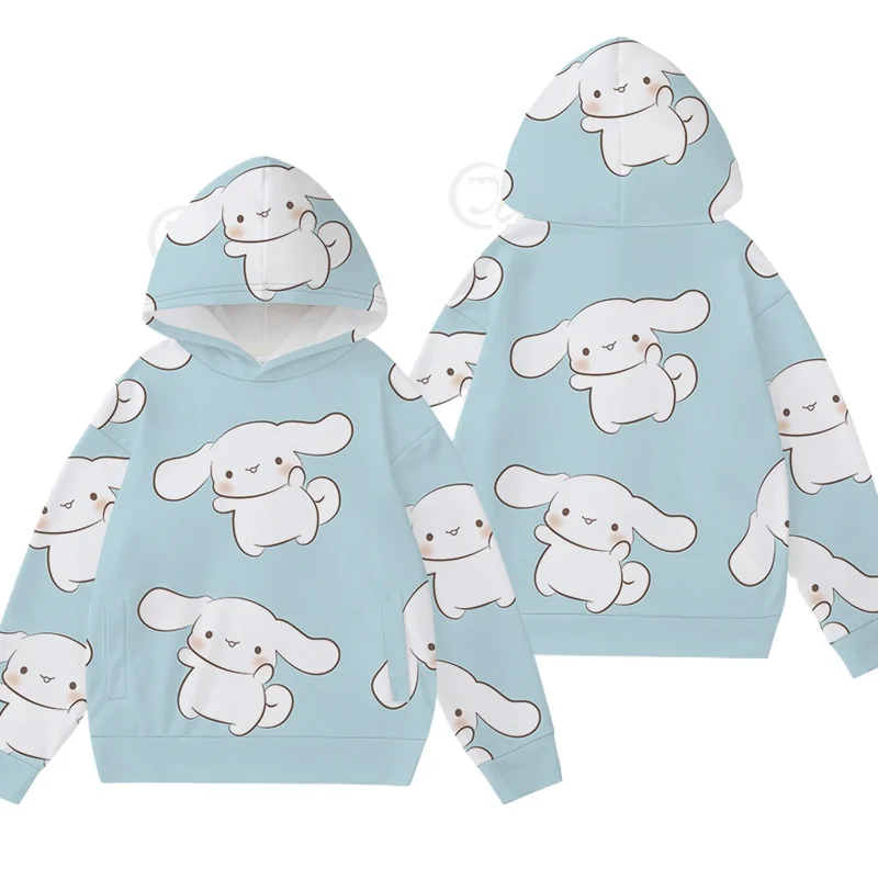 3D cartoon anime Sanrio Cinnamoroll hooded hoodie for male and female couples children\'s parent-child hoodies clothing Tees