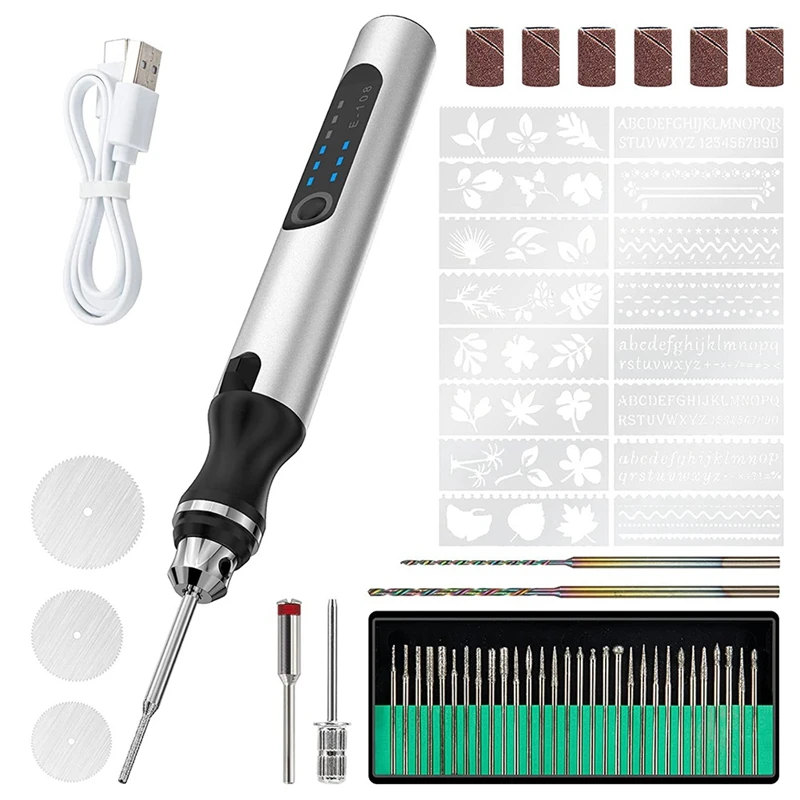 Engraving Pen With 34Bits, Engraving Pen Electric Cordless Rotary Tools, Professional Engraver Tool For Metal To Wooden