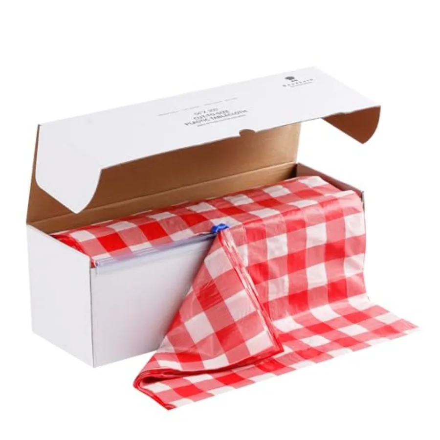 

54 Inch X 300 Feet Plastic Table Cloths with Cutter Box, Disposable Table Cover Roll, Plastic Tablecloth for Party, Wedding, Bi