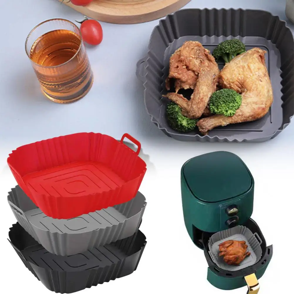 Air Fryer Baking Tray Silicone Baking Tray Silicone Pot Air Fryer Silicone Pad Washable Multiple Use