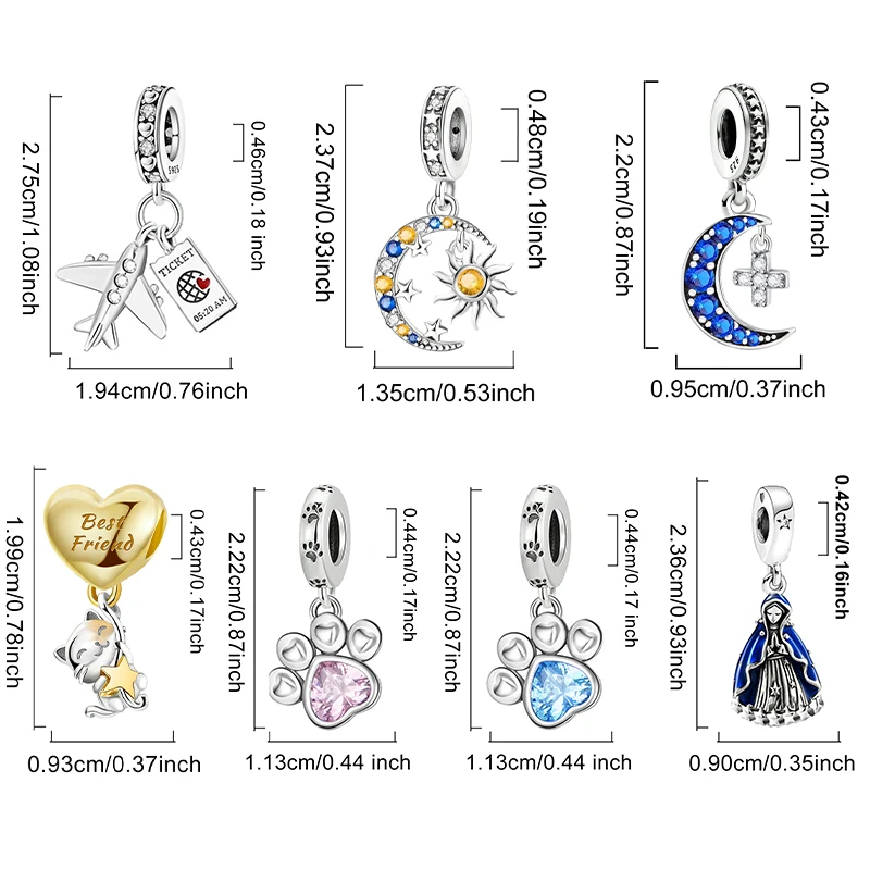 925 Sterling Silver Sunflower Animal Love Heart Cake Diy Charms Beads Fit Make of Bracelets Necklace Fashion Jewelry Gift