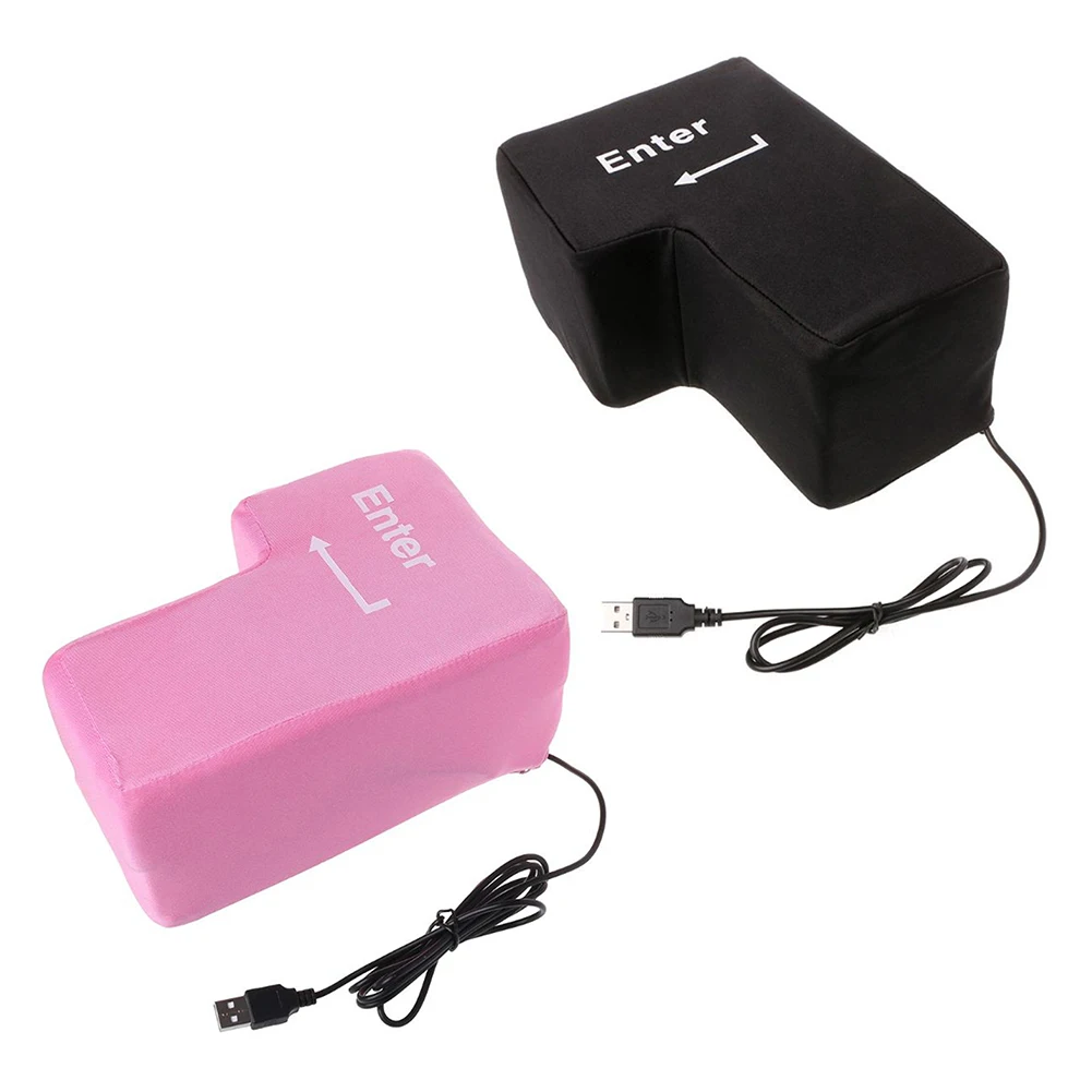 1-3PCS Anti-Stress Computer Huge Enter Key Big USB Enter Key USB Big Giant Keyboard Vent Button Pillow For Programmer