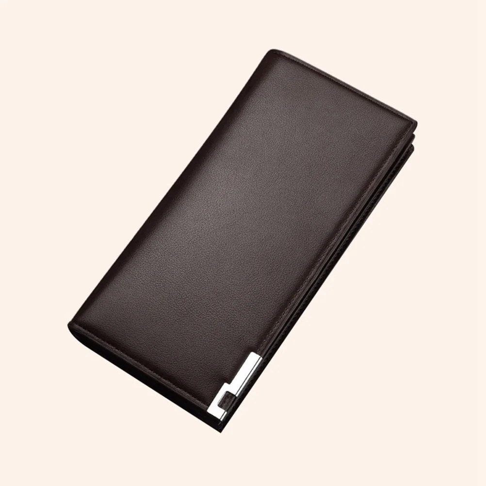 Portafoglio da uomo durevole color caffè PU porta carte di credito alla moda di grande capacità regalo per festival di compleanno