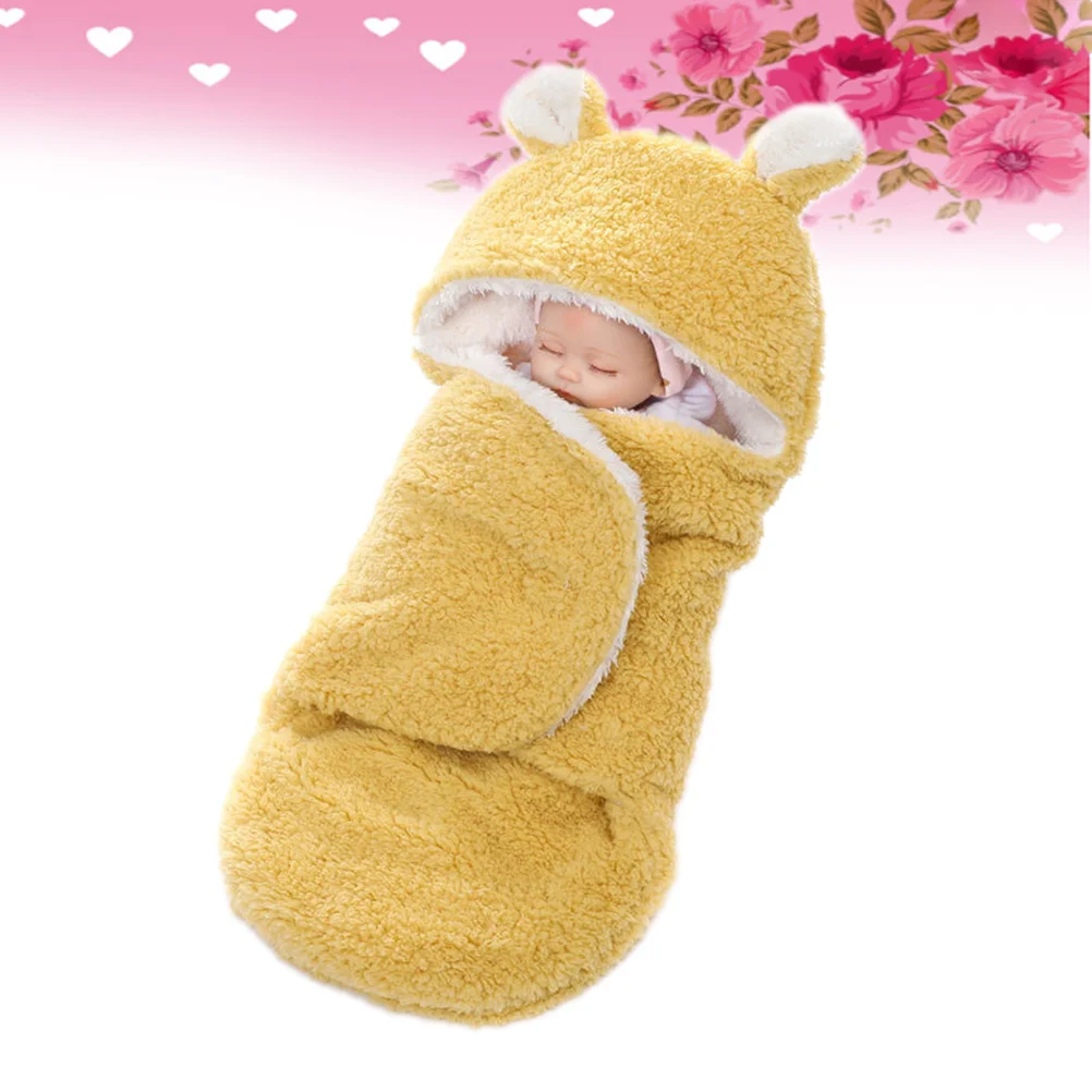 طفل قماط بطانية 2-Layer الكرتون الحيوان نمط دافئ مريح الوليد التفاف قابل للتعديل مقنعين قماط كيس النوم