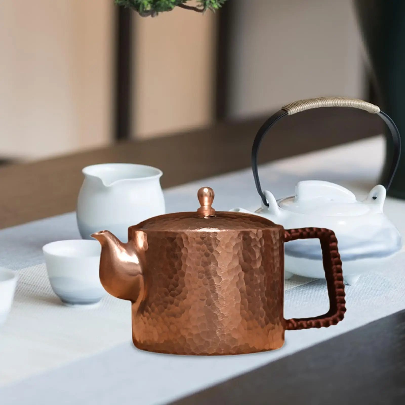 

Tea Kettle 400ml Tea Ceremony with Insulated Handle Solid Copper Tea Pot for Tea House Household Kitchen Restaurant Camping