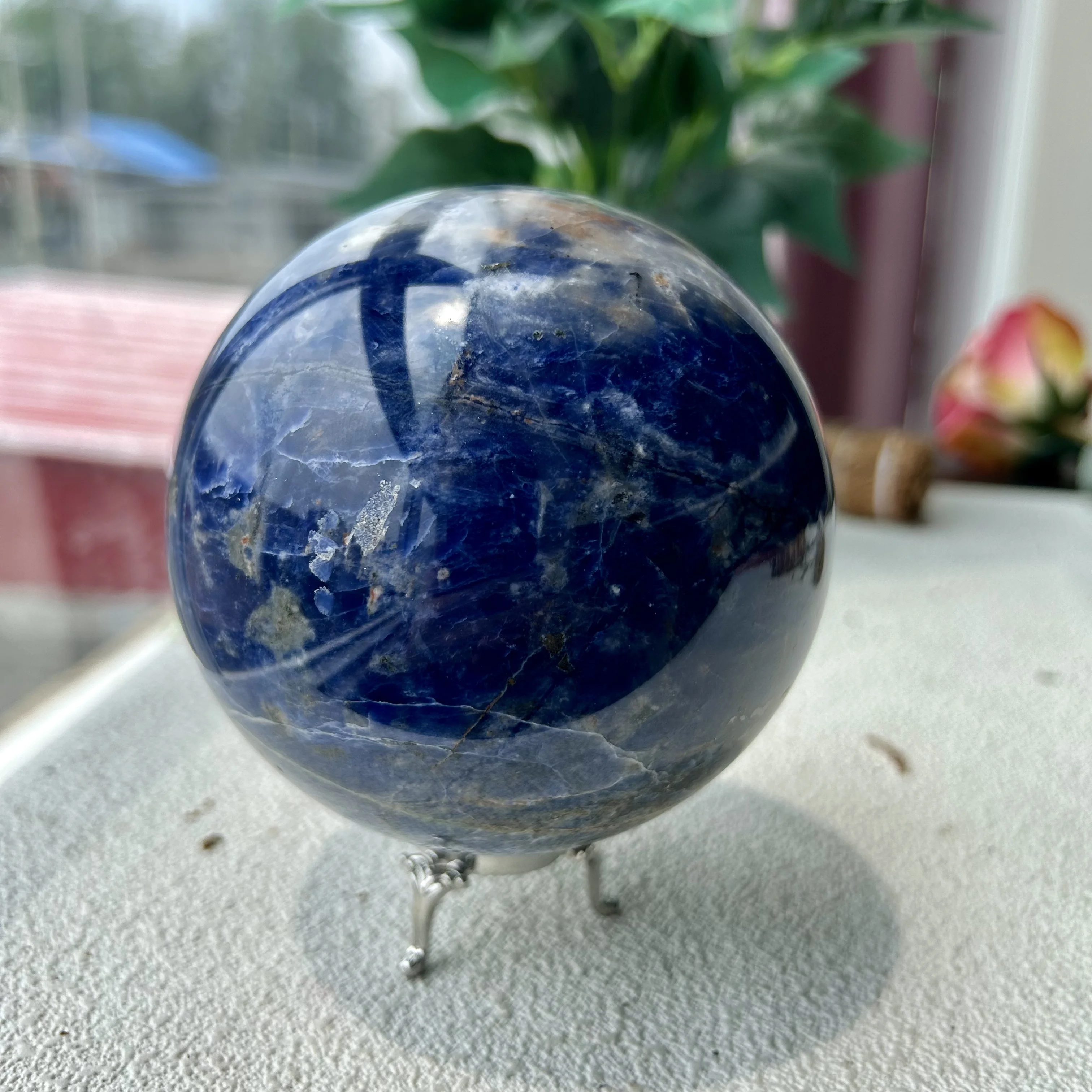 

High Quality Blue Sodalite Ball Crystal Sphere Healing Natural Gemstone Home Decor 5th 1280g 97mm