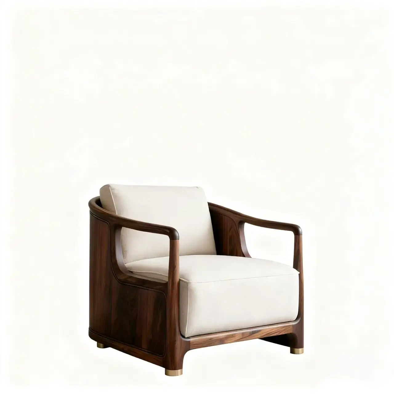 

Black walnut living room single sofa chair, simple leisure chair negotiation chair