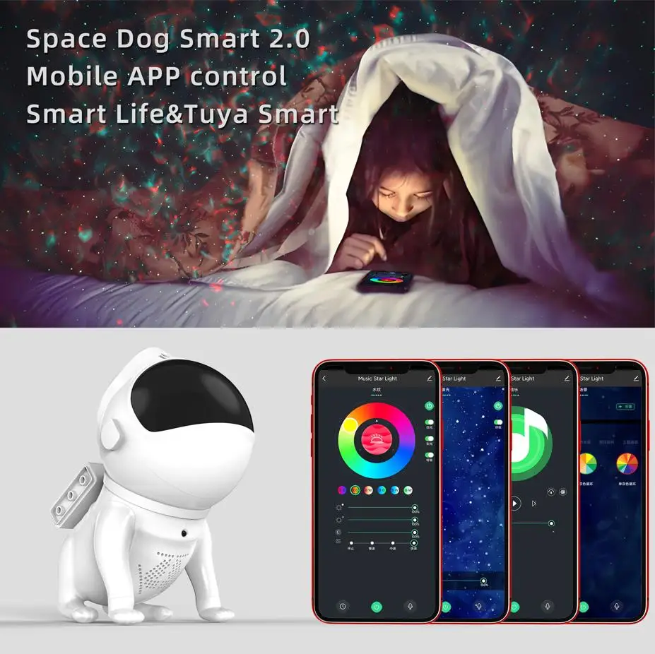 Cosmonaut Atmosphere Projection Lamp Dog Led Galaxy Music Ocean Wave Star Night Light Space Nebula Projectors