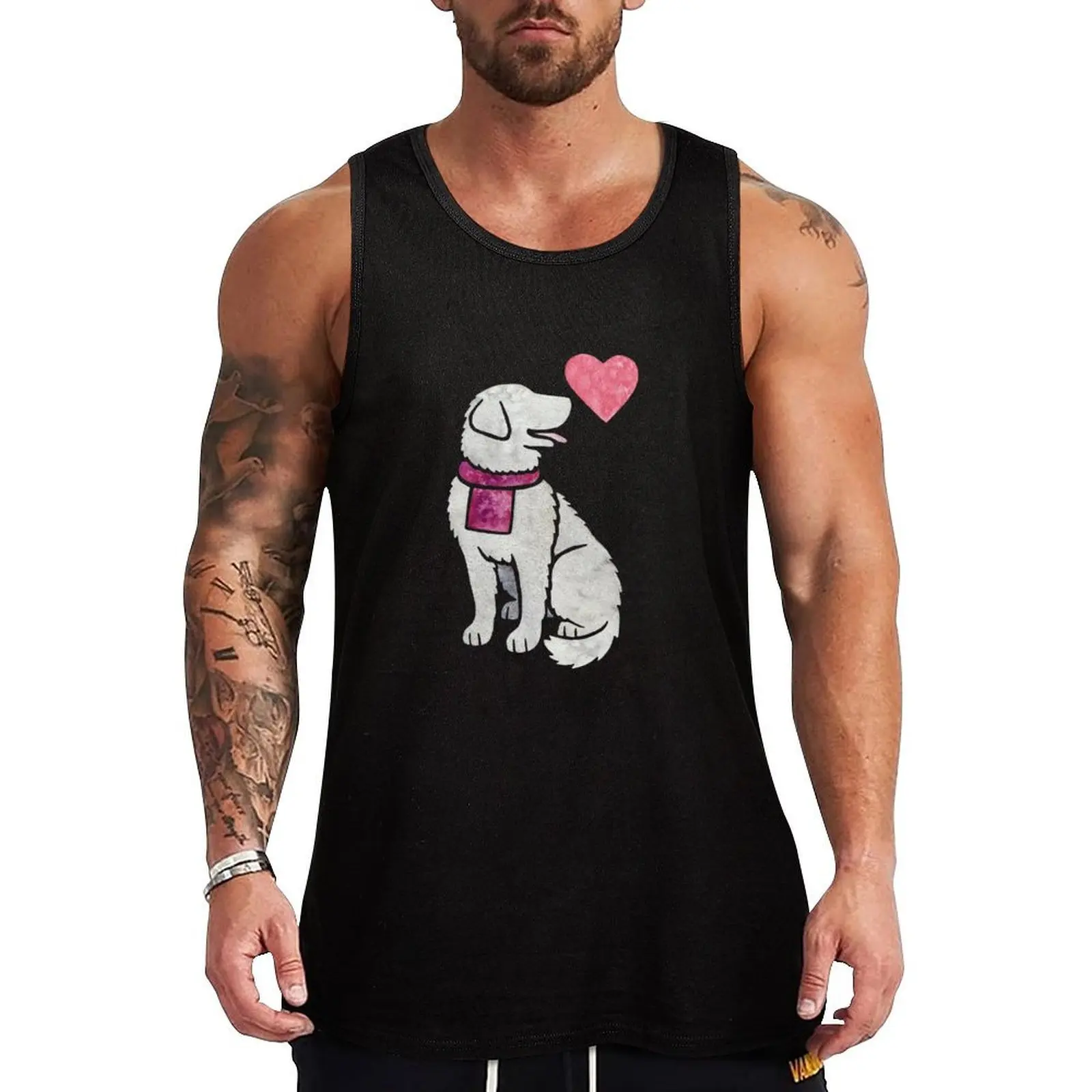 Camiseta sin mangas con estampado divertido de Watercolour Kuvasz, camiseta sin mangas con gráfico humorístico