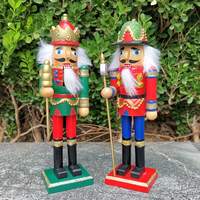 25cm Nutcracker Puppet King Soldiers Wooden Handmade Painted Doll Toys, Christmas New Year's Birthday Gift Decoration,HT048