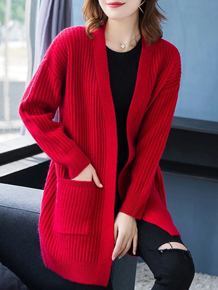 Mid Length Oversize 5xl 90kg Sweater Cardigan Casual Loose Soft Sueter Coats Basic Solid Color Knitwears Tops Spring New