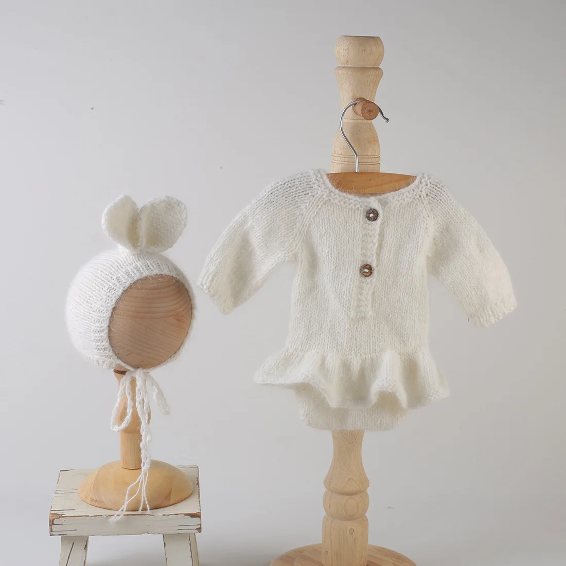 編み物ベビーウサギアンゴラドレス写真撮影小道具衣装新生児女の子スカート衣装赤ちゃん男の子写真撮影用