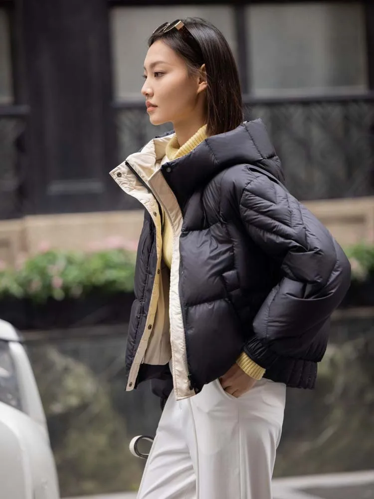 Piumino oversize con cappuccio da donna 2025 Inverno caldo Cappotto in piumino scoperto a maniche lunghe di alta qualità Capispalla INKEO DJ519