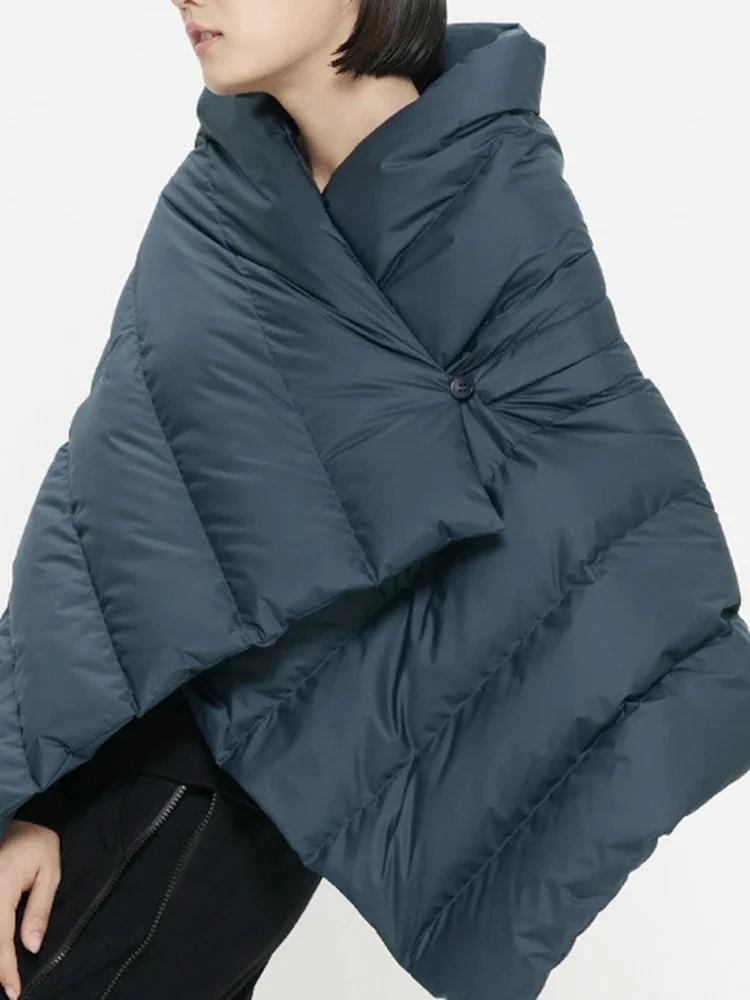 

Fashion Designer Down Coat Women Irregular Button Short Sleeves Solid Color Warm Clothing Causal 2025 Winter New 2VV224
