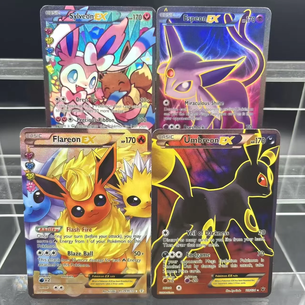 

Коллекционные карты PTCG Umbreon Flareon Espeon Sylveon EX EN DIY, самодельная одиночная карта, классическая игра, аниме-карта, подарочная игрушка