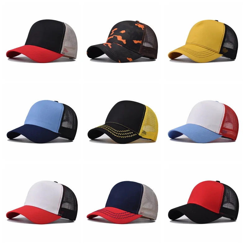 

2023 Multi-Color Classic Mesh Simple Color-Block Cotton Breathable Baseball Plain Trucker Hat