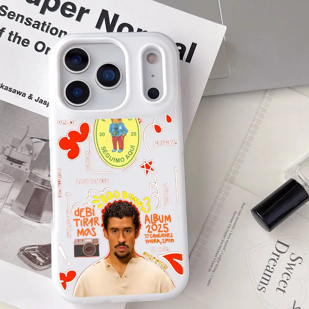 B-Bad B-Bunny DtMF funda de teléfono para iPhone 17 16 15 14 13 12 Pro Max Plus Clear Jelly a prueba de golpes 2 en 1 funda protectora de TPU suave