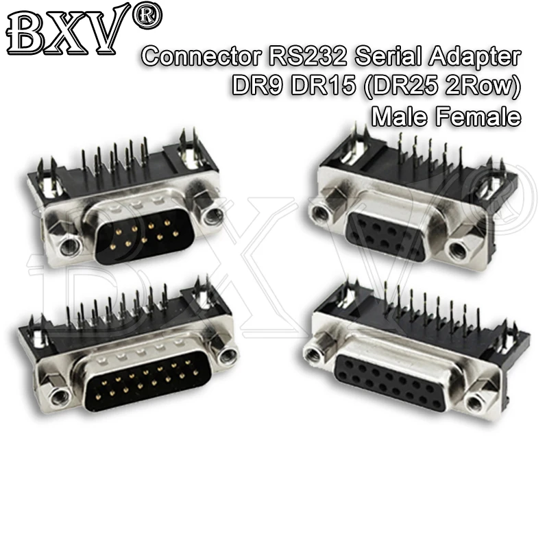 5Pcs Dr9 Dr15 Dr25 Hole/pin Female/male Right Angle Welded D-sub Connector Rs232 Serial Port Adapter 9/15/25pin