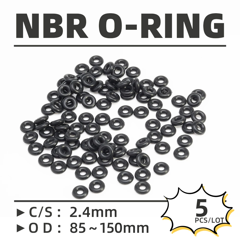 5PCS/Lot Rubber Black NBR CS 2.4mm OD 85/90/95/98/100/105/110/115/120/125/130/135/140 mm O Ring Gasket Oil Resistant Waterproof