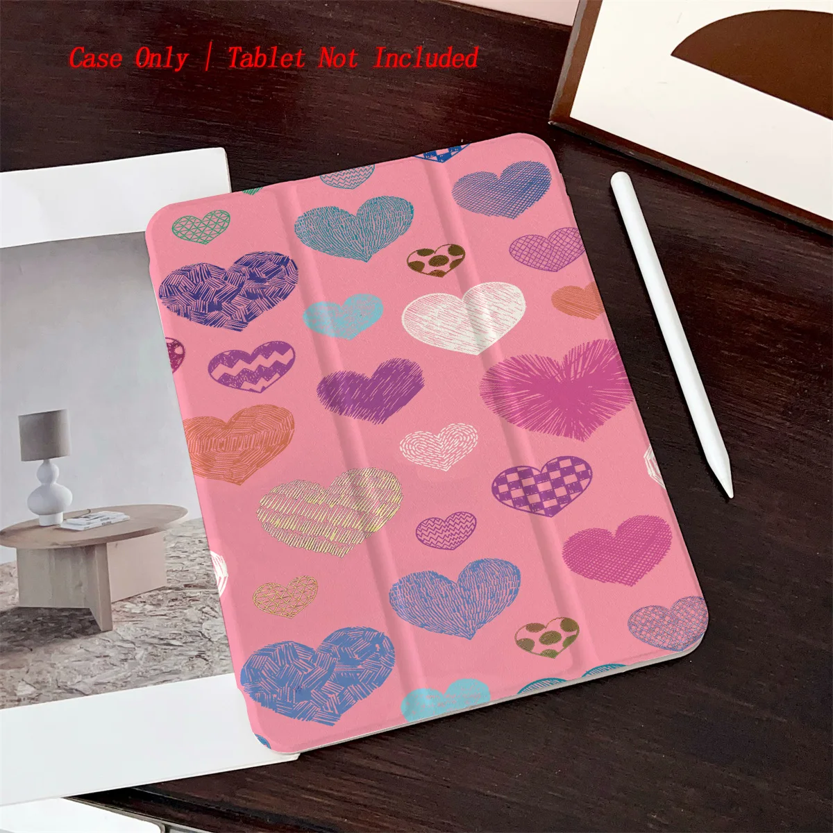 

Pink Love Heart Design iPad Case - Shockproof & Durable for Apple Pro/Air/Mini
