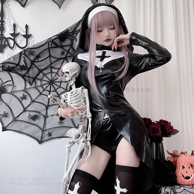 

New Horror Vampire Costume Halloween large-sized Cross Dark Gothic Style Cosplay role-playing Vampire Sexy Suit Socks Women Girl