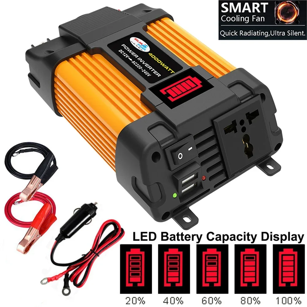 

4000W/6000W Car Power Inverter LED Voltage Capacity Display Transformer Converter 12V To 110V/220V Car Inverters Car Electronics