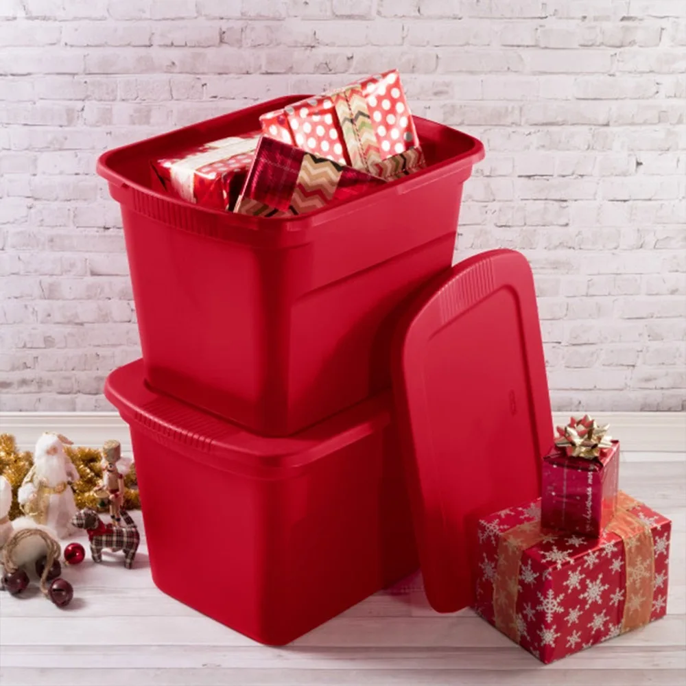 

Heavy Duty 18 Gallon Stacking Seasonal Storage Tote, Red (24 Pack)