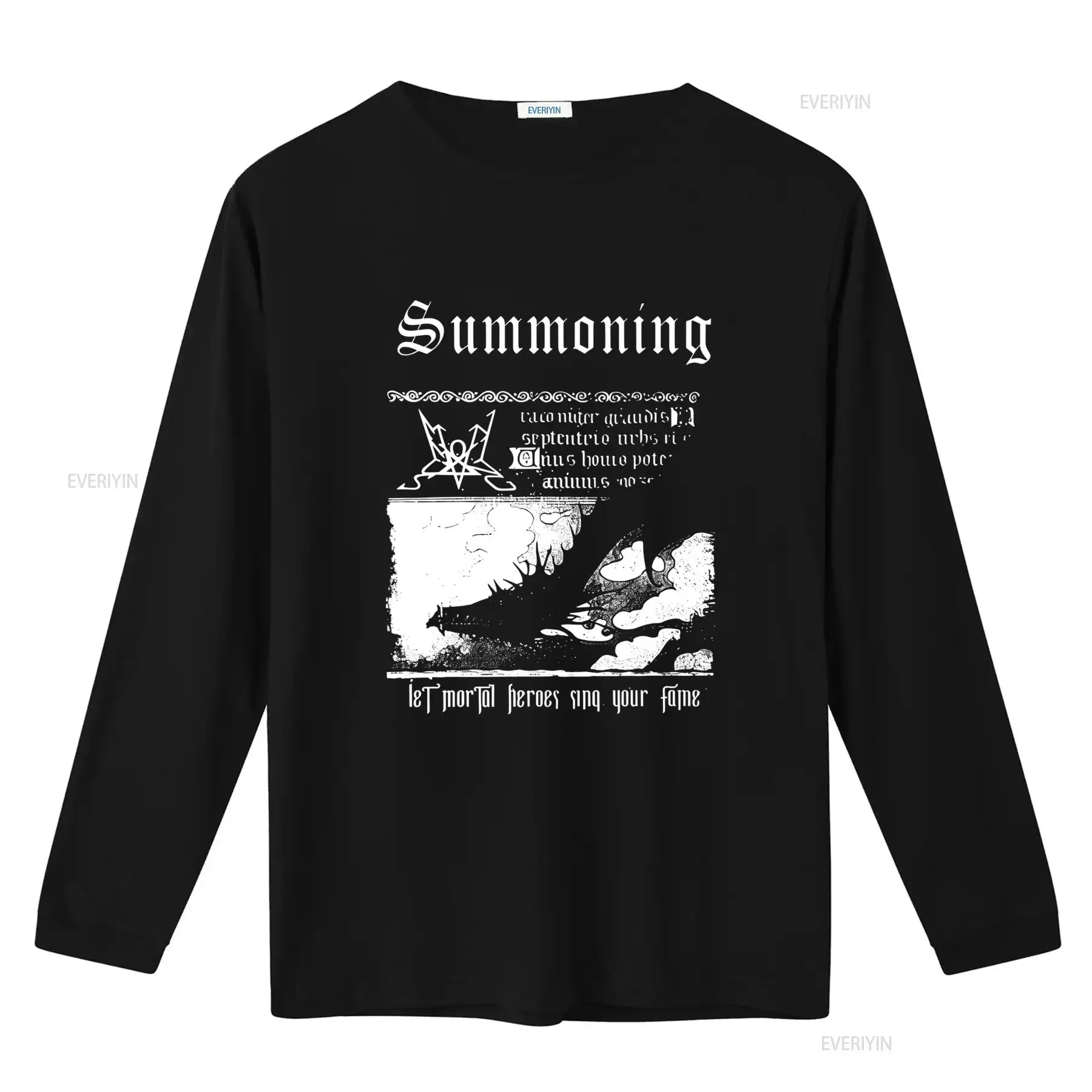 Summoning Let Mortal Heroes Sing Your Fame Black Metal Band T Shirt vintage Washed designer clothes Comfortable Unisex