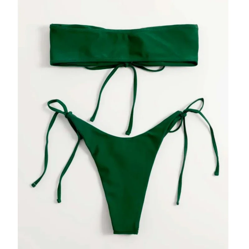 타이 사이드 브라질 비키니 세트 Bandeau Micro Biquini with Bow 하이 컷 수영복 비치웨어 수영복 여성 수영복 여성