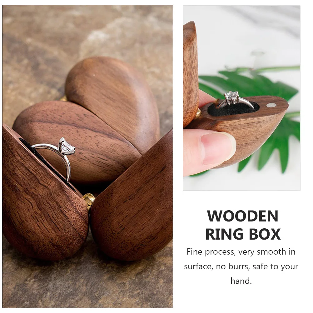 

1Pcs Ring Storage Box Retro Creative Heart Shape Design Proposal Finger Ring Case Durable Stylish Gift Packaging Box