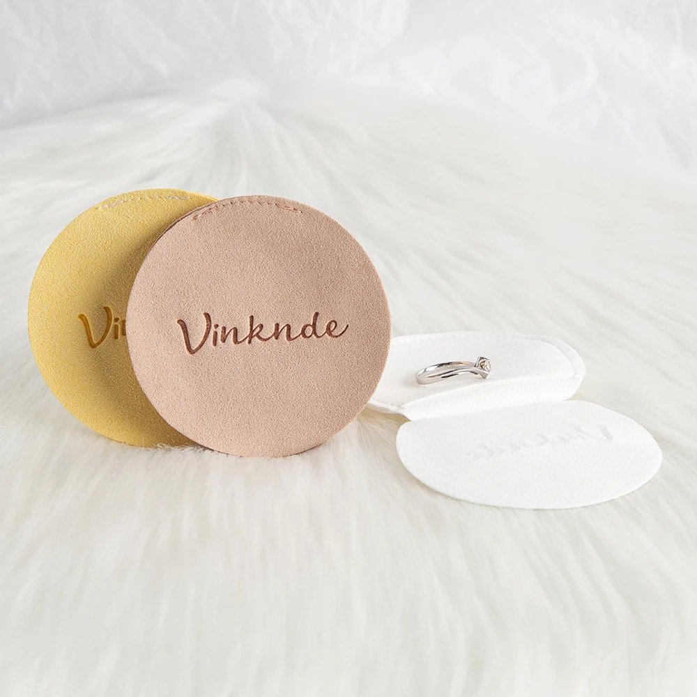 

100Pcs Custom Microfiber Round Bag 6x6cm Velvet Suede Bag Jewelry Packaging Pouch Wedding Favors Gift Organizer Box Print Logo