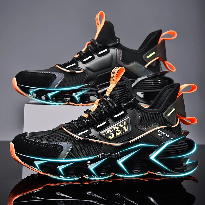 

Lightweight Bounce Blade Warrior Shoes with Spring Soles for Shock Absorption - Trendy Streetwear Men's Dad Shoes