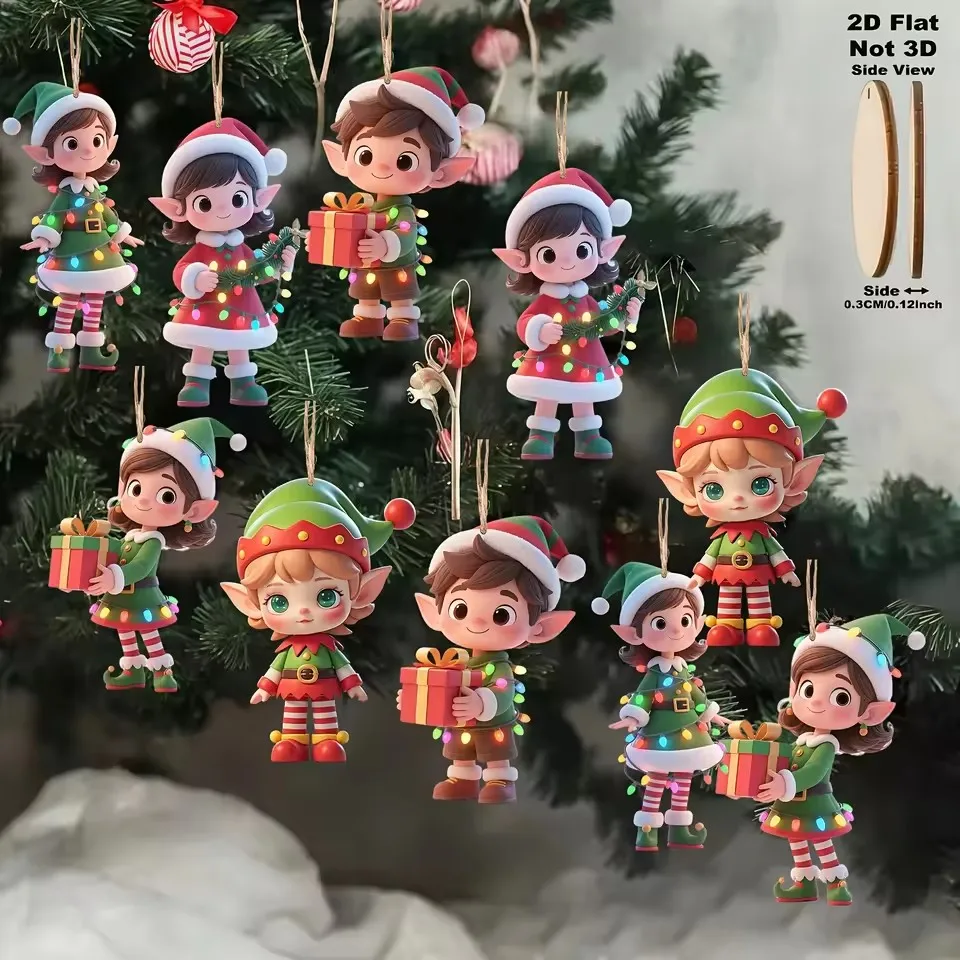 10 teile/satz Weihnachten Holz Anhänger Nehmen Die Geschenk Weihnachten Baum Hängen Ornament Perfekt für Weihnachten Party Decor Hause Neue Jahr geschenke – Detail 5